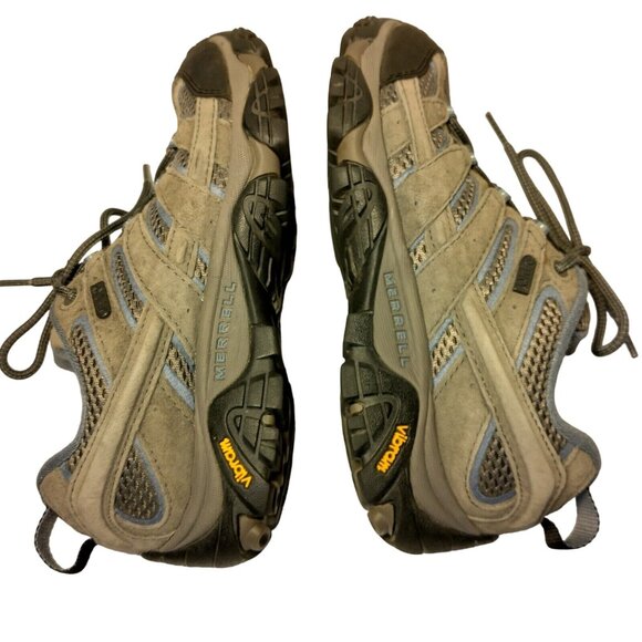 Merrell Moab Shoes Womens 7 Gray Blue Mesh Hiking Comfort Work Lace Up Vibram - Picture 4 of 16